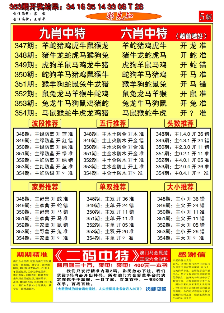 2024354期澳门彩先知D