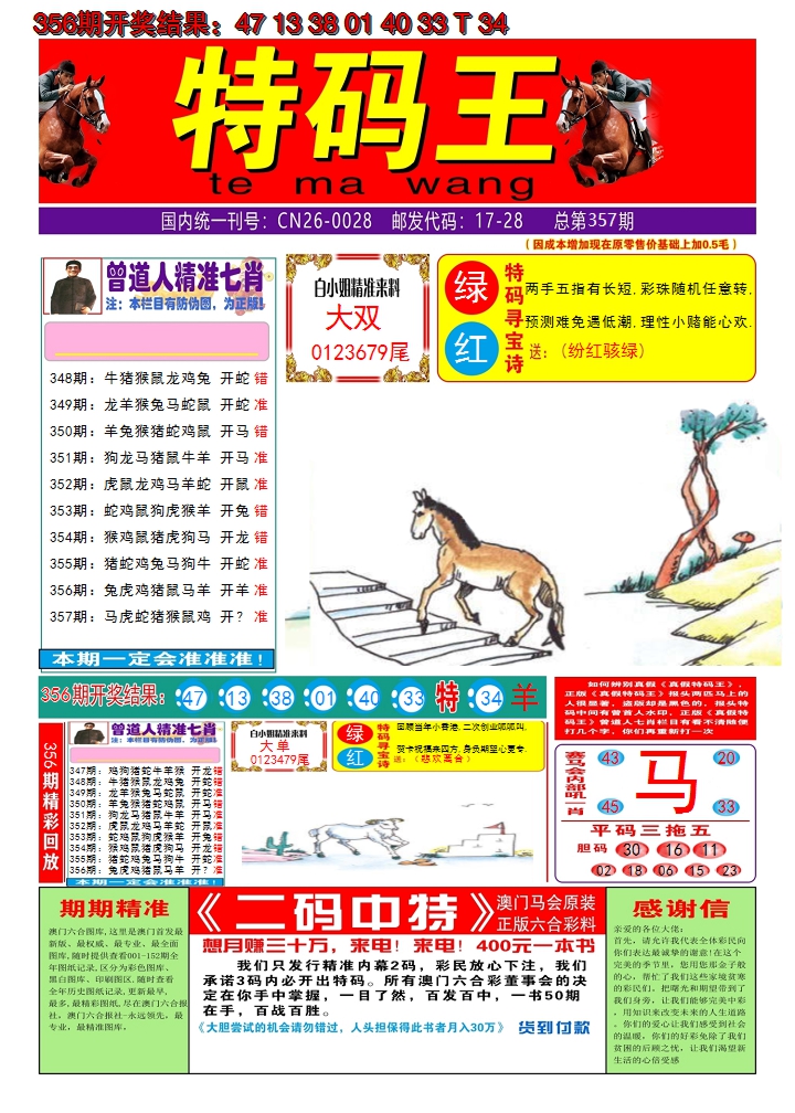 2024357期澳门特码王A