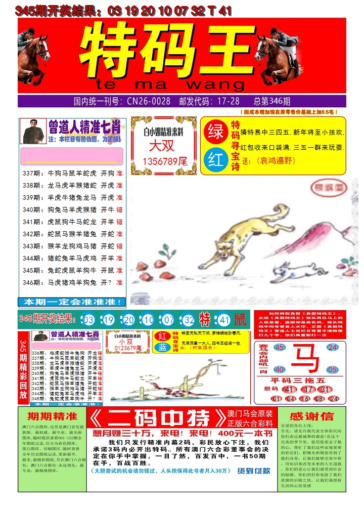 2024346期澳门特码王A