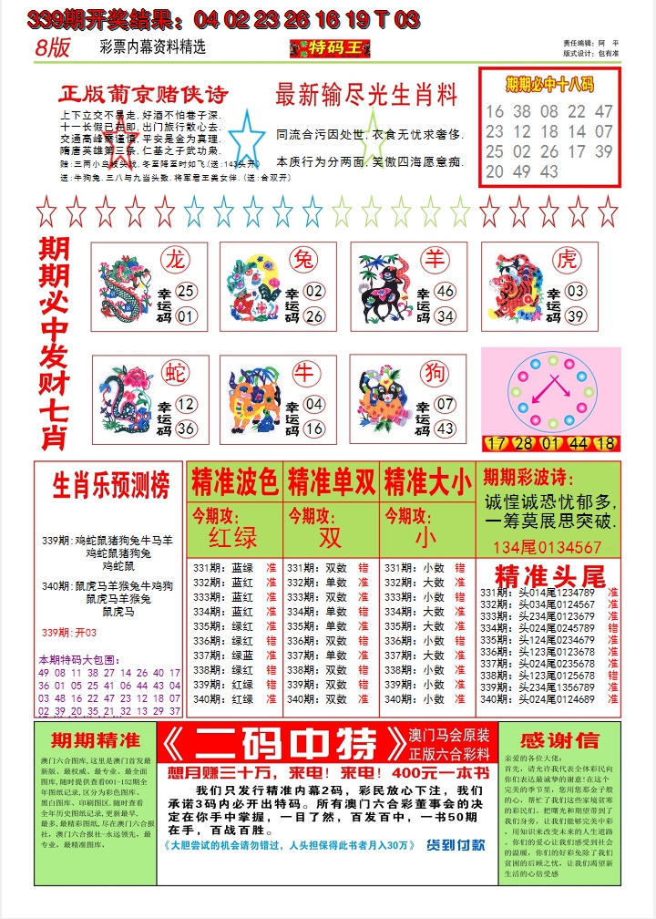 2024340期澳门特码王B