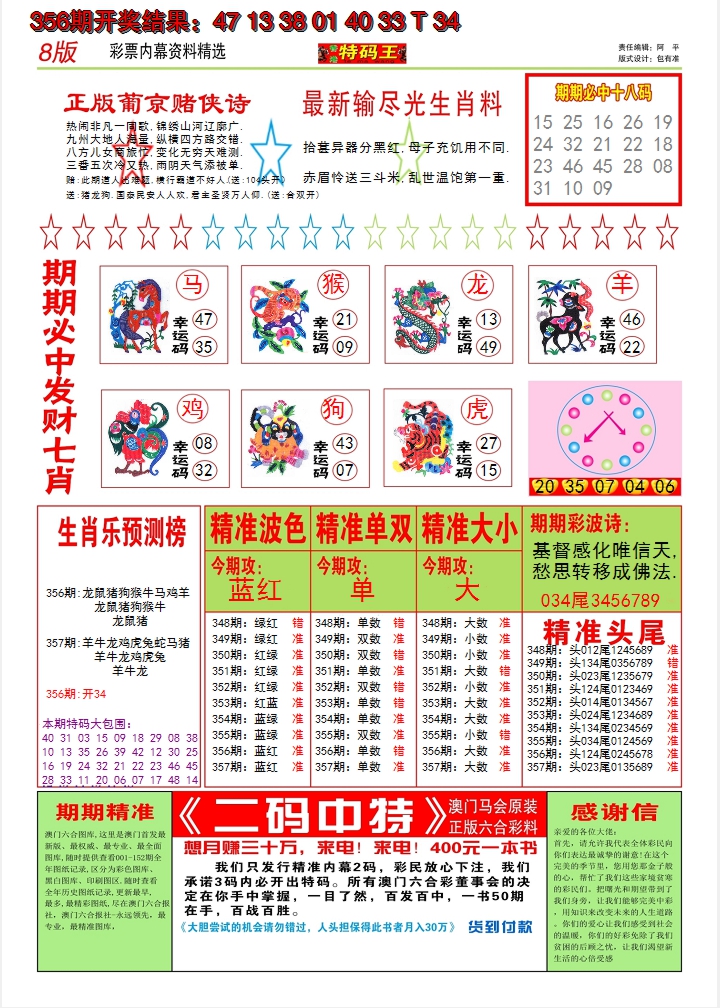 2024357期澳门特码王B
