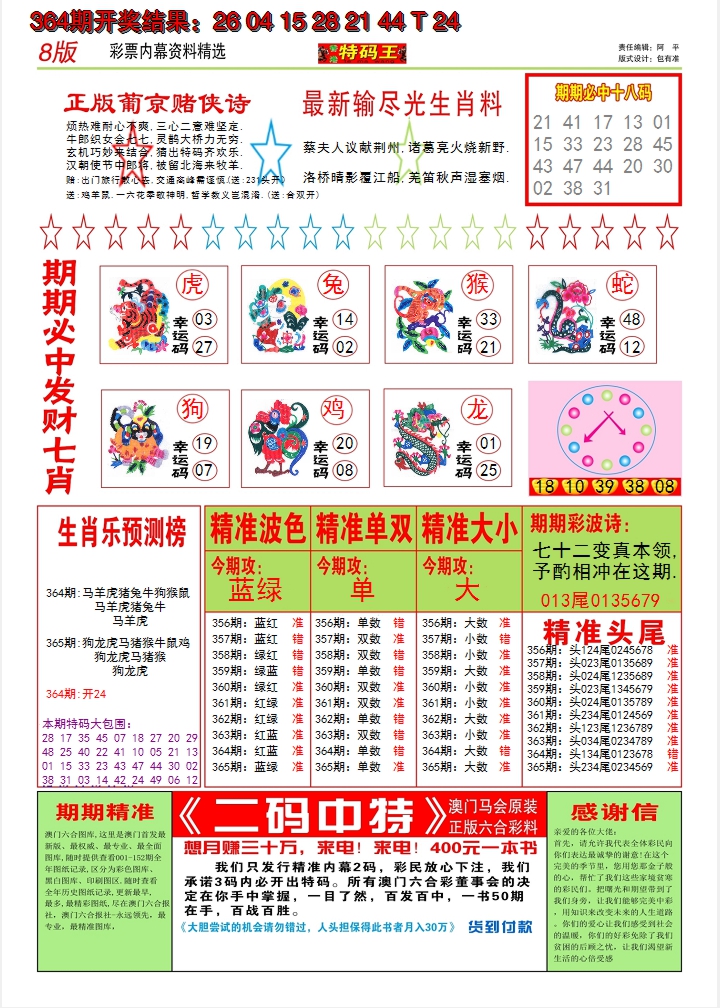 2024365期澳门特码王B