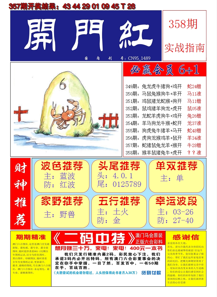 2024358期澳门开门红A