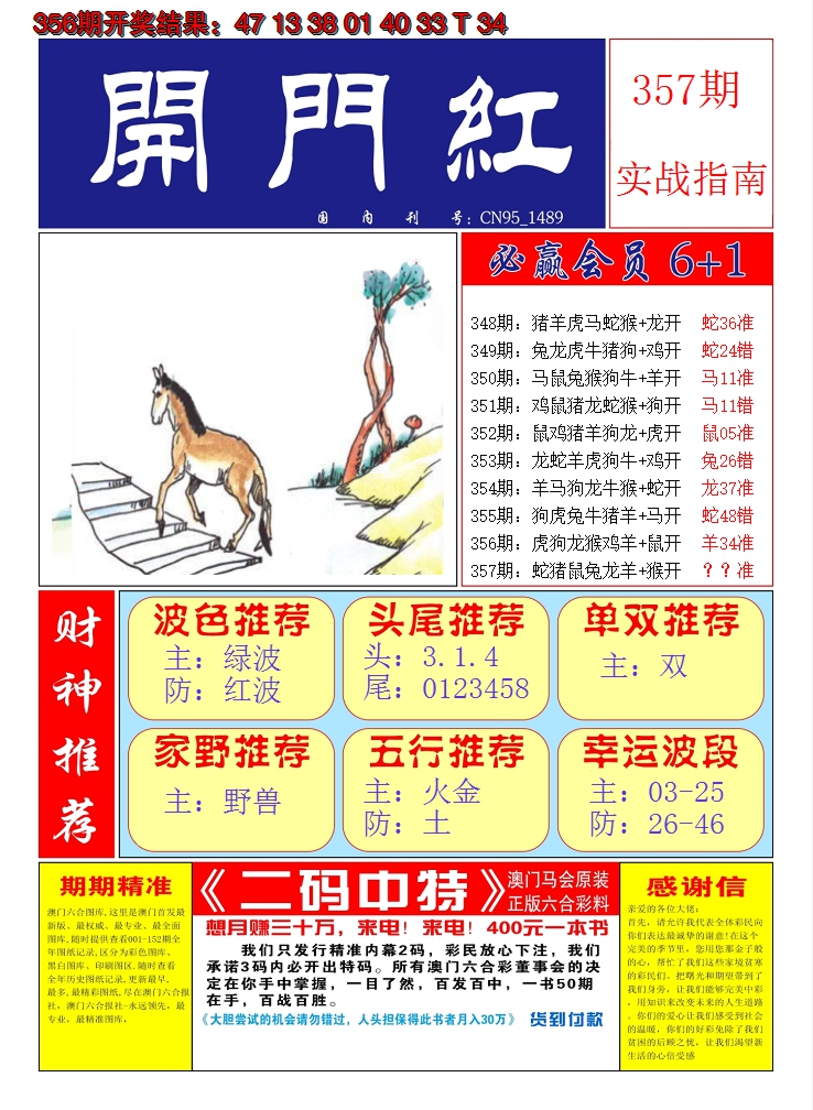 2024357期澳门开门红A