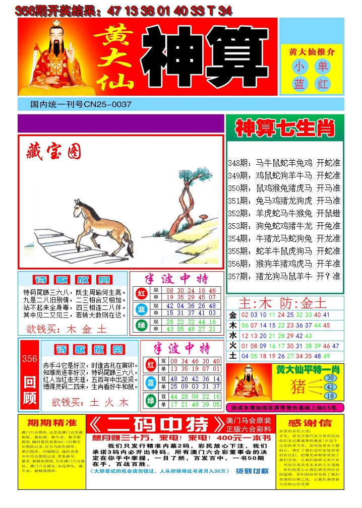 2024357期黄大仙神算A