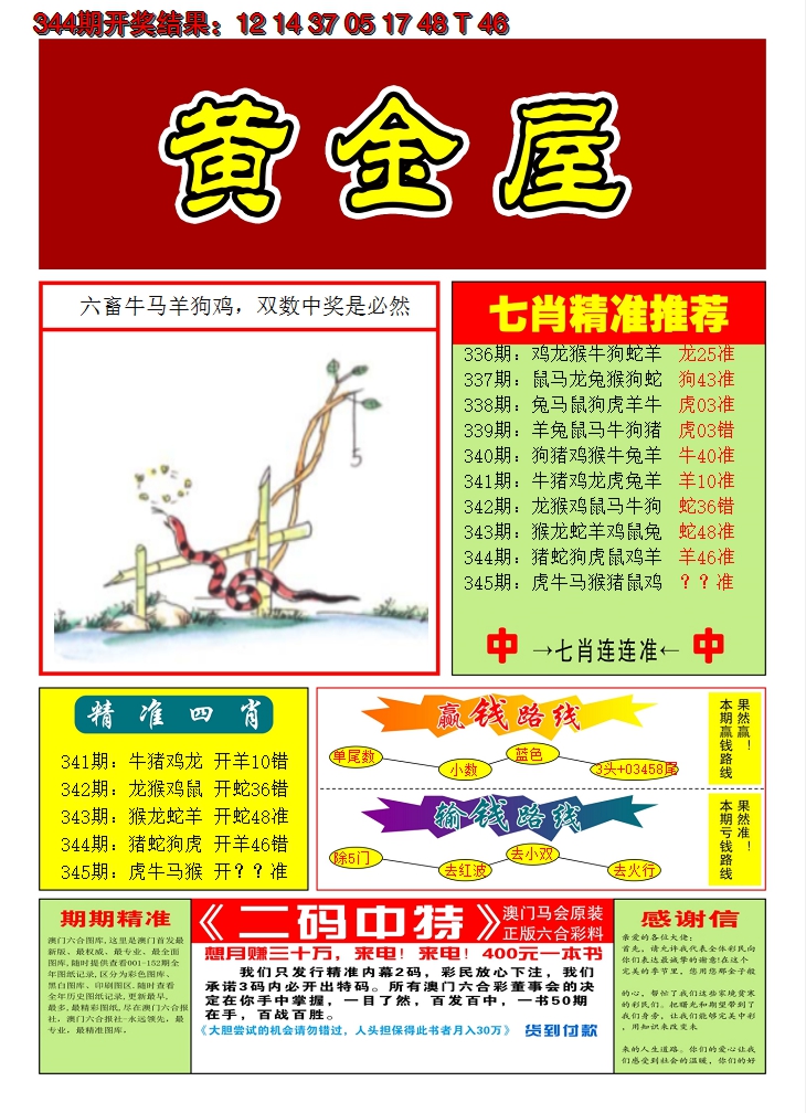 2024345期澳门黄金屋A