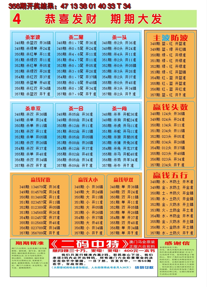 2024357期澳门黄金屋C