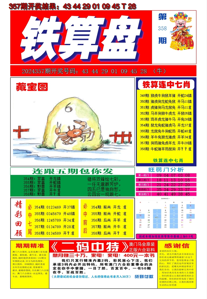 2024358期澳门铁算盘A