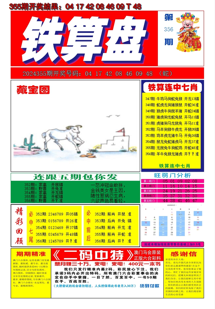 2024356期澳门铁算盘A