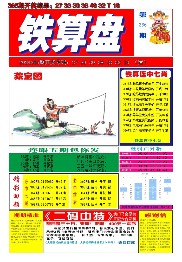 2024366期澳门铁算盘A