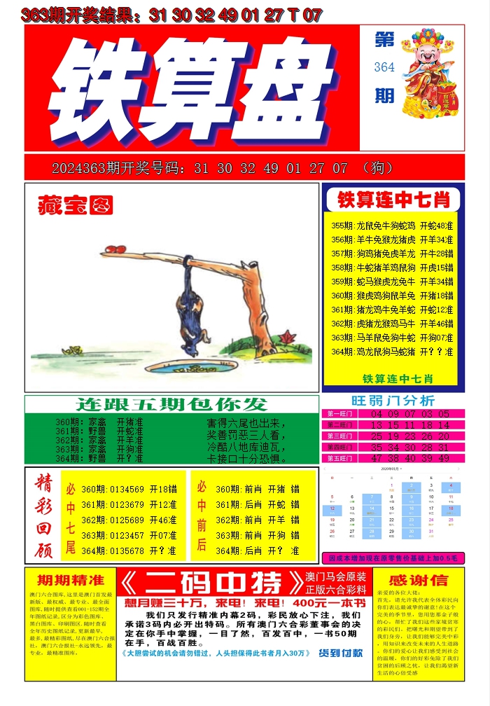 2024364期澳门铁算盘A