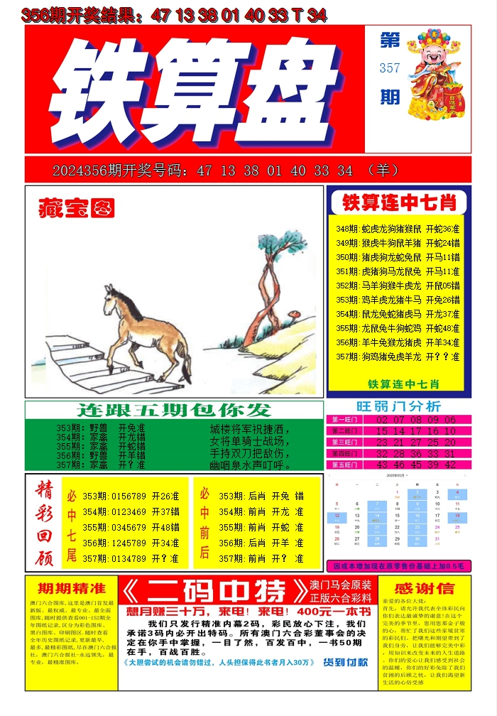 2024357期澳门铁算盘A