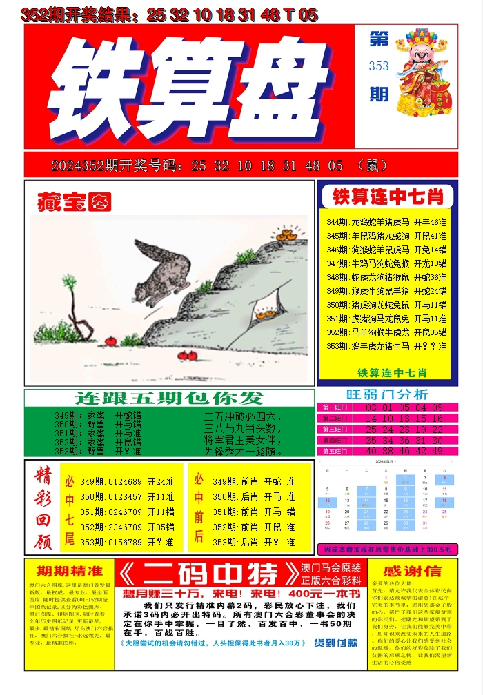 2024353期澳门铁算盘A