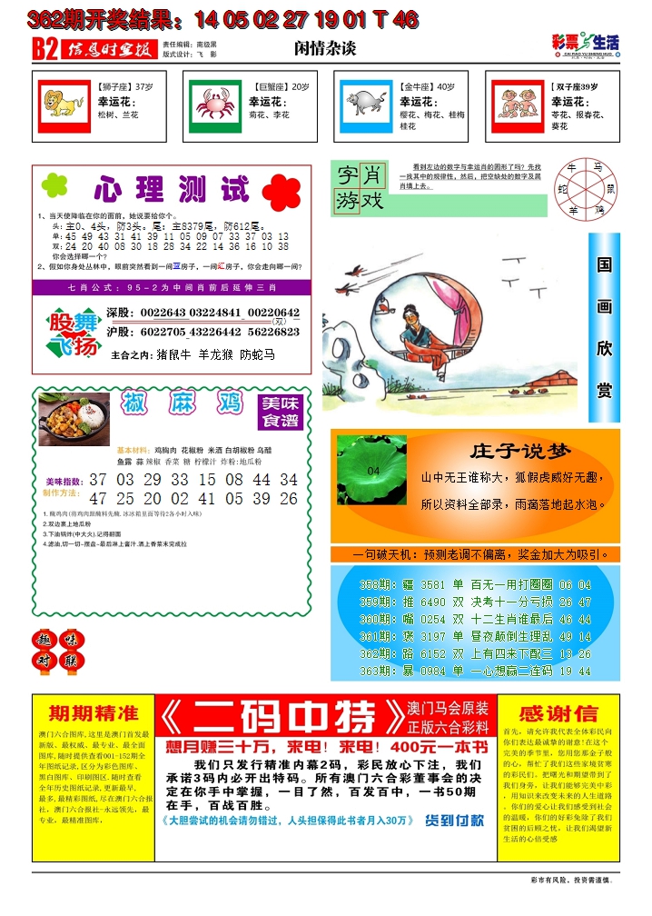 2024363期彩票与生活B