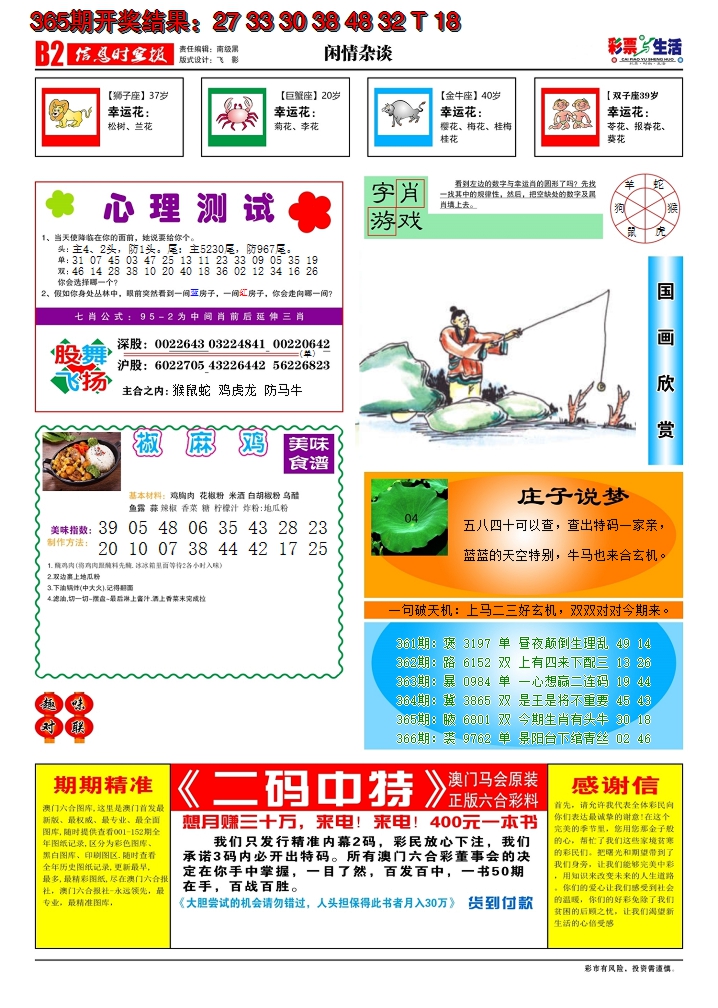 2024366期彩票与生活B