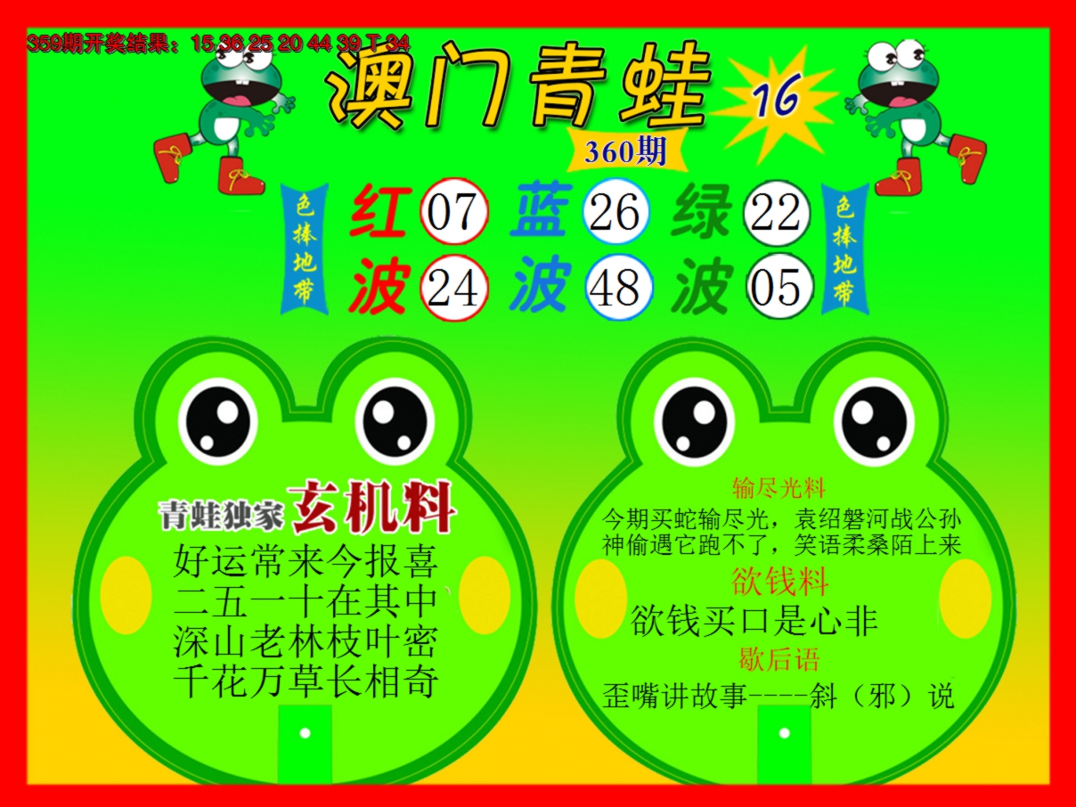 2024360期青蛙系列16