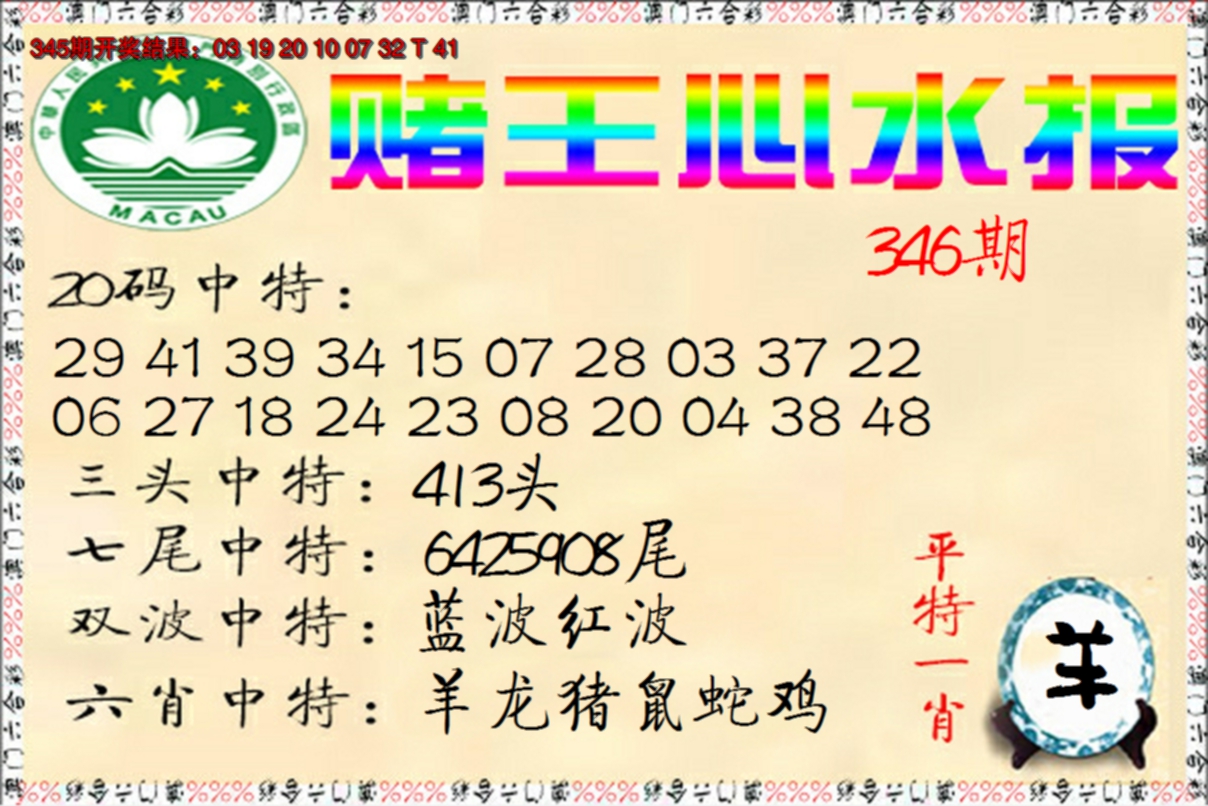 2024346期赌王心水报