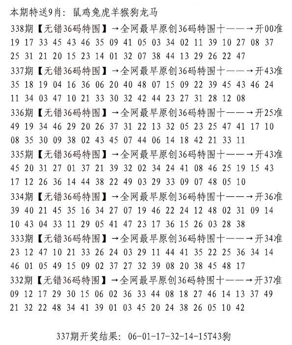 2024338期无错三十六码