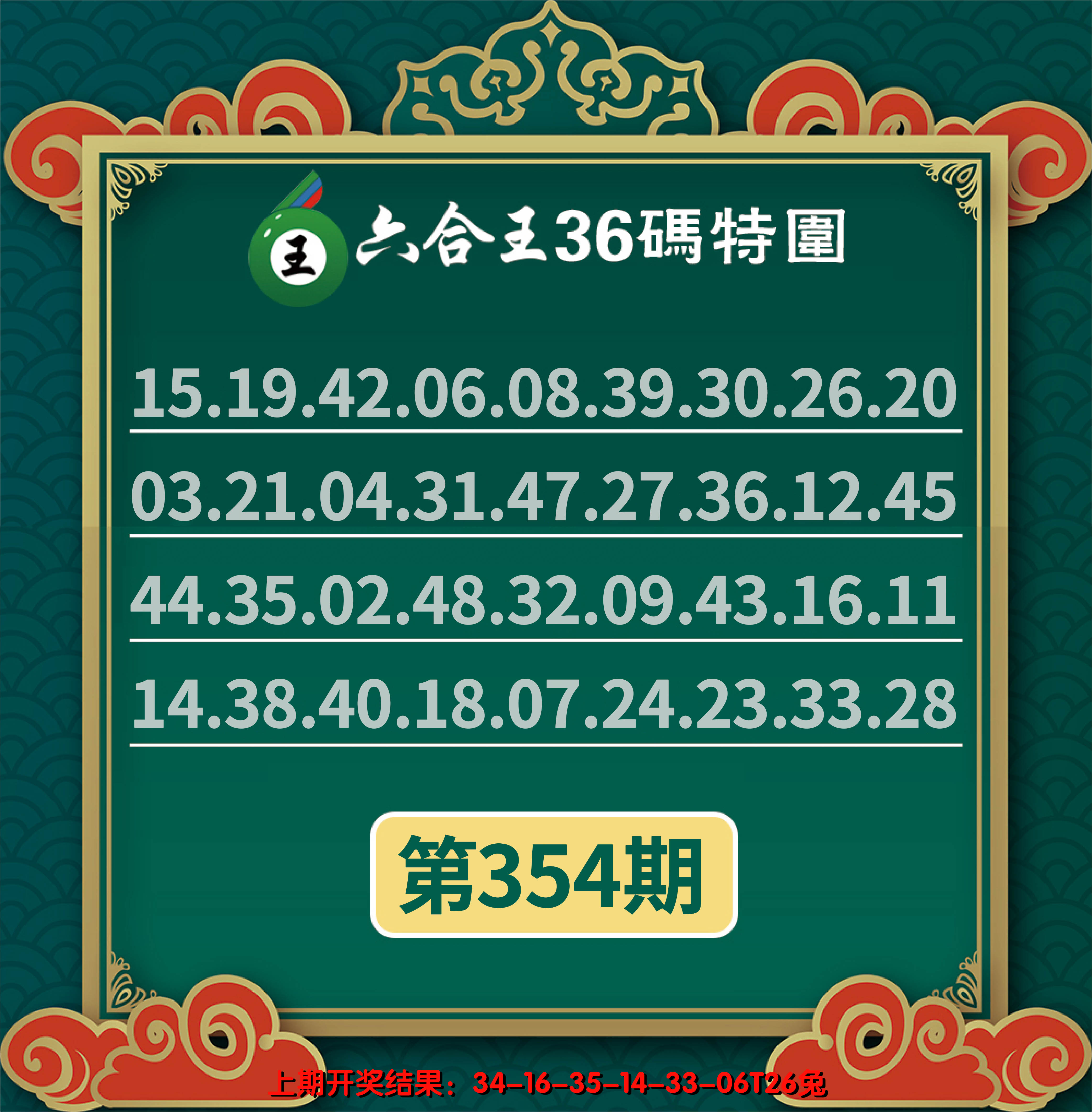2024354期六合王三十六码特围