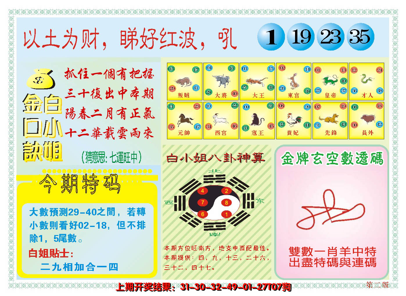 2024364期澳门白小姐金口决