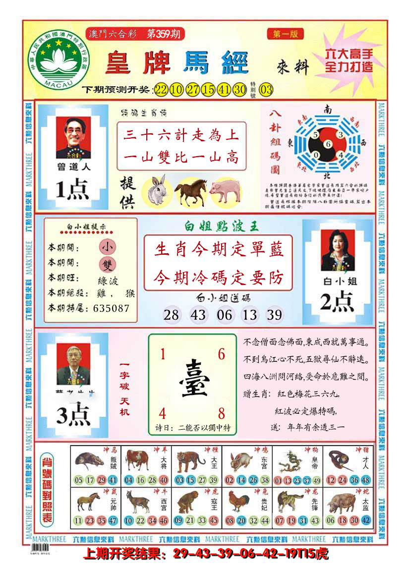 2024359期澳门皇牌马经