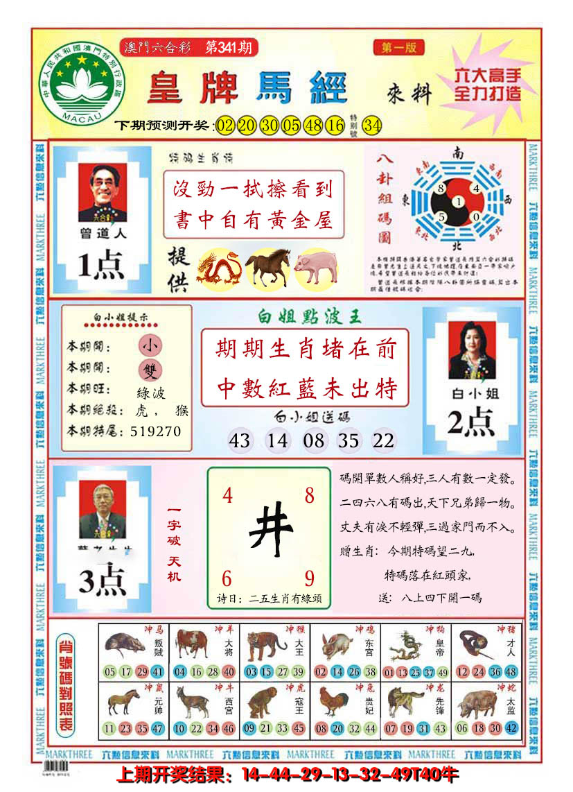 2024341期澳门皇牌马经