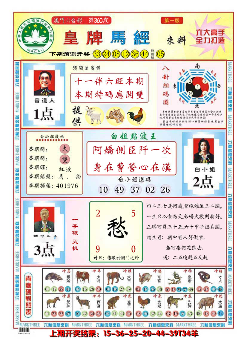 2024360期澳门皇牌马经