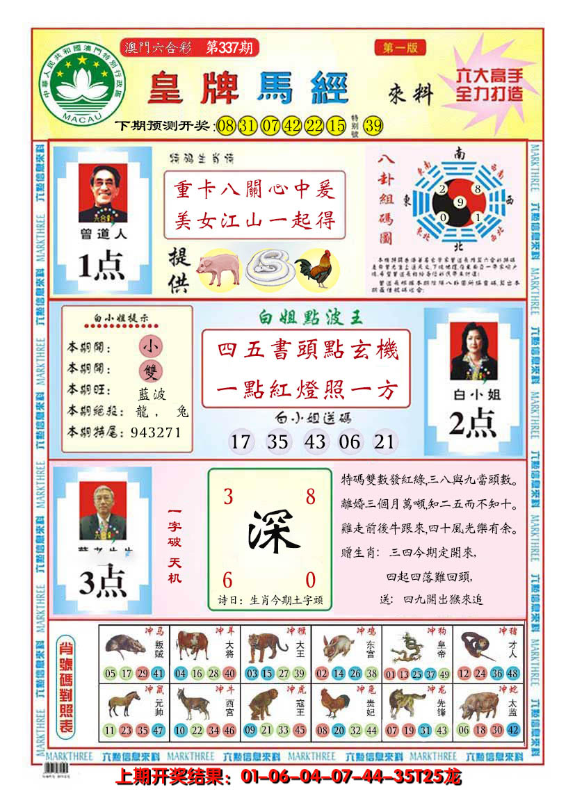 2024337期澳门皇牌马经