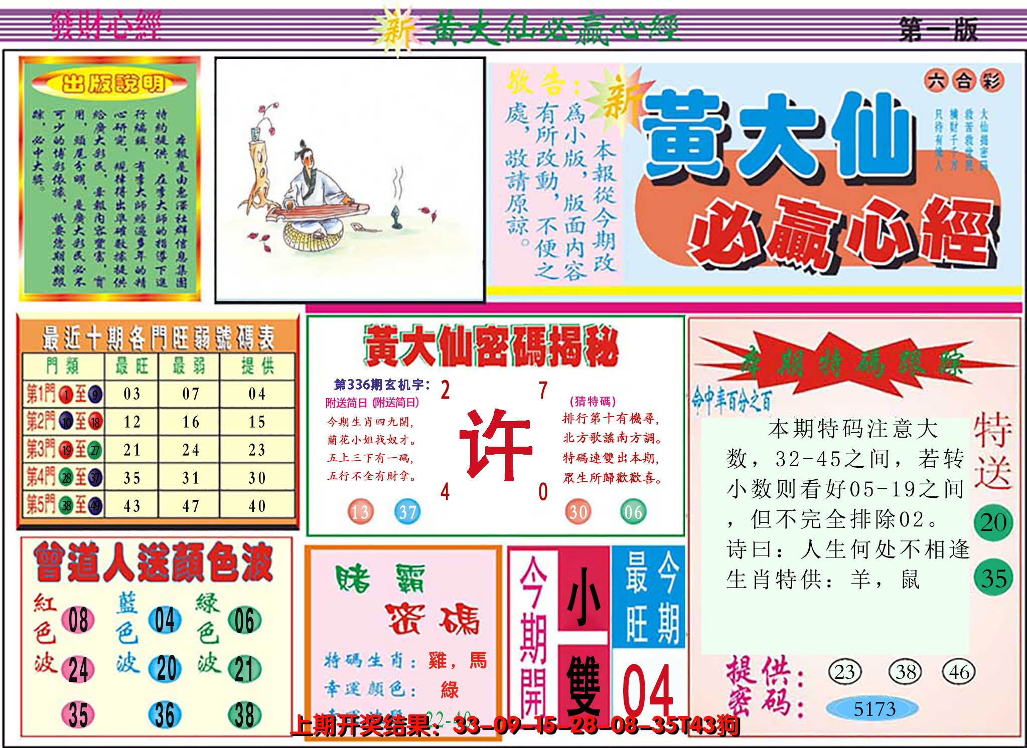 2024336期澳门黄大仙必赢心经