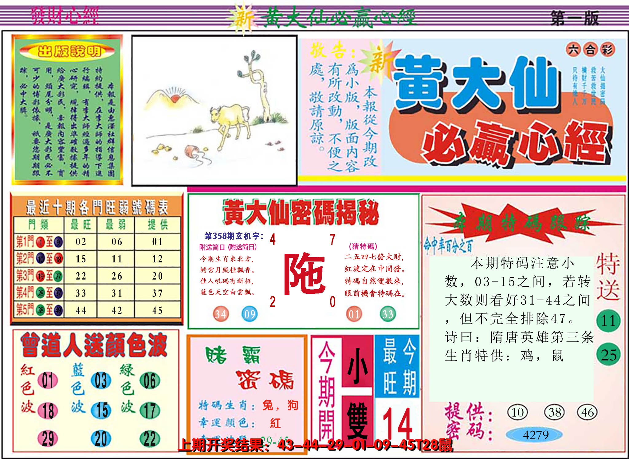 2024358期澳门黄大仙必赢心经