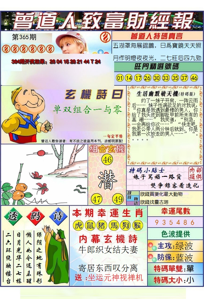 2024365期澳门曾道人致富财经报