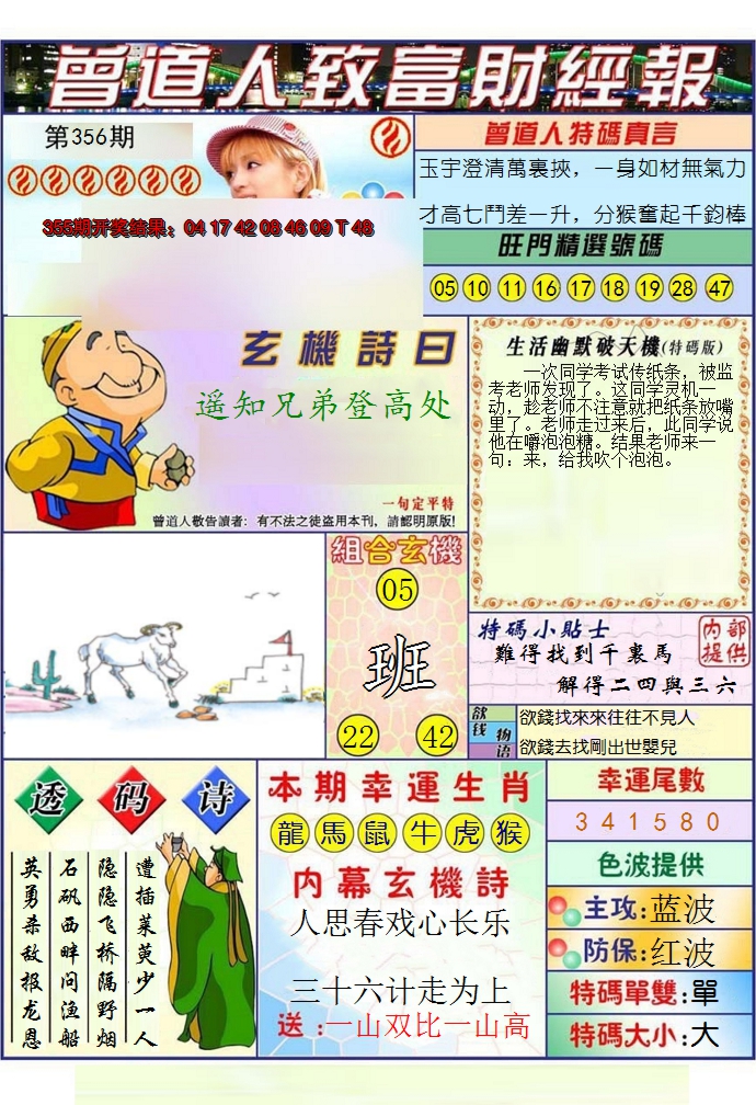 2024356期澳门曾道人致富财经报