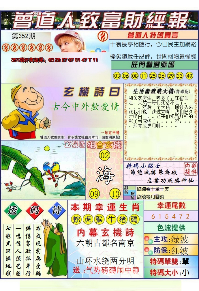 2024352期澳门曾道人致富财经报