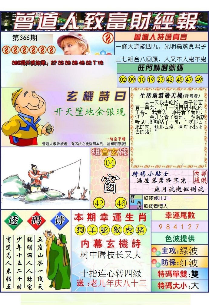 2024366期澳门曾道人致富财经报