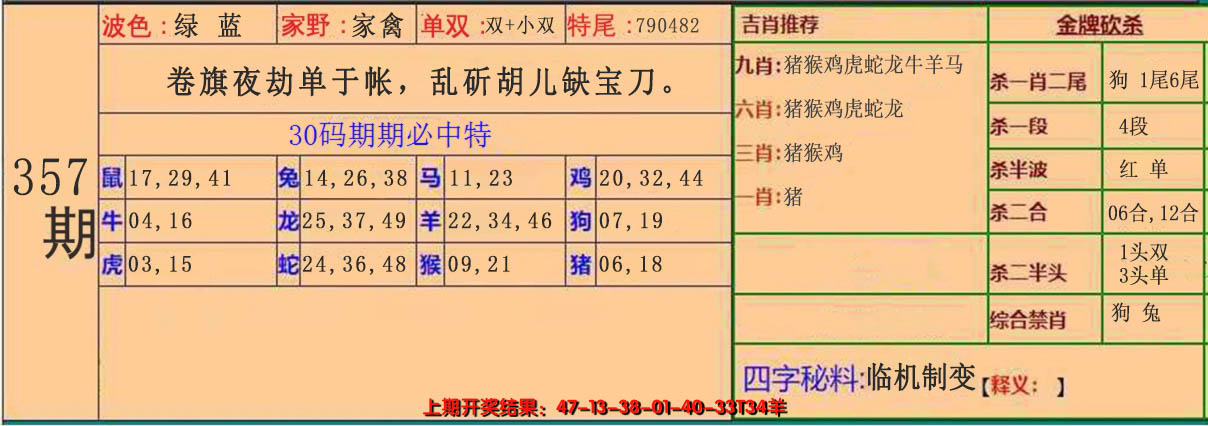 2024357期30码中特