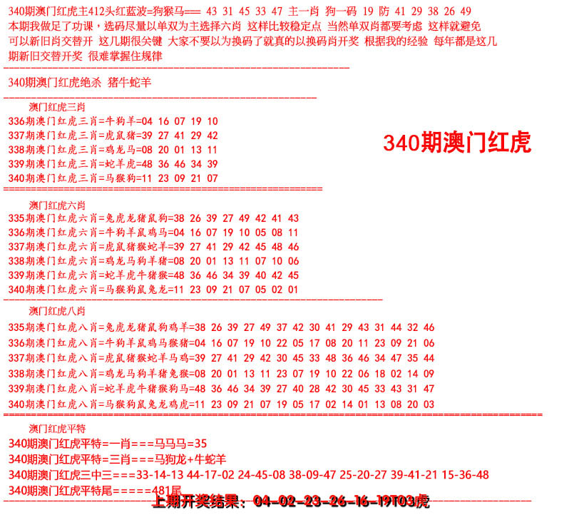 2024340期红虎图
