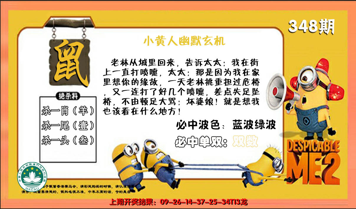 2024348期小黄人幽默玄机