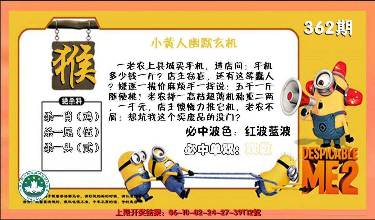 2024362期小黄人幽默玄机