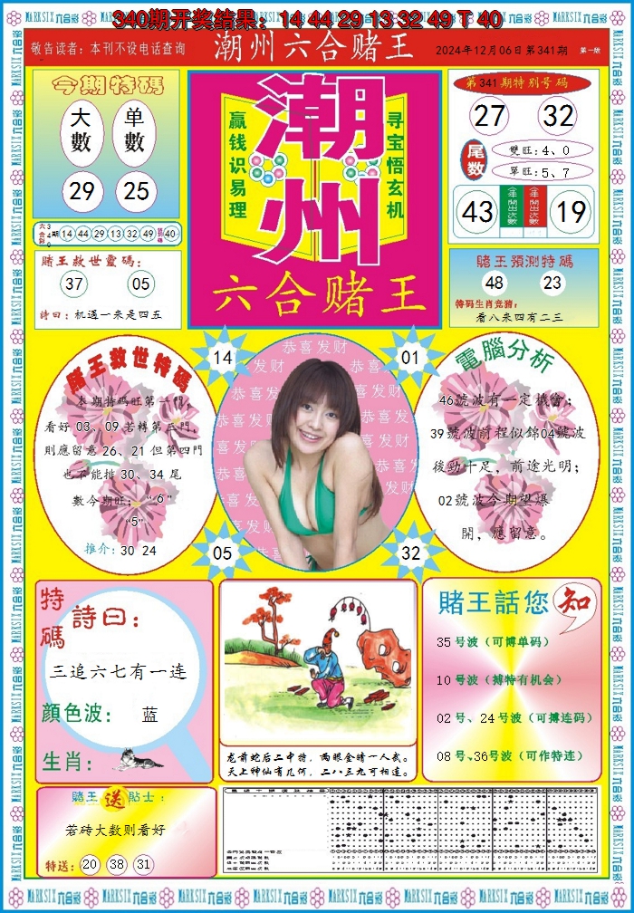 2024341期潮州六合赌王A