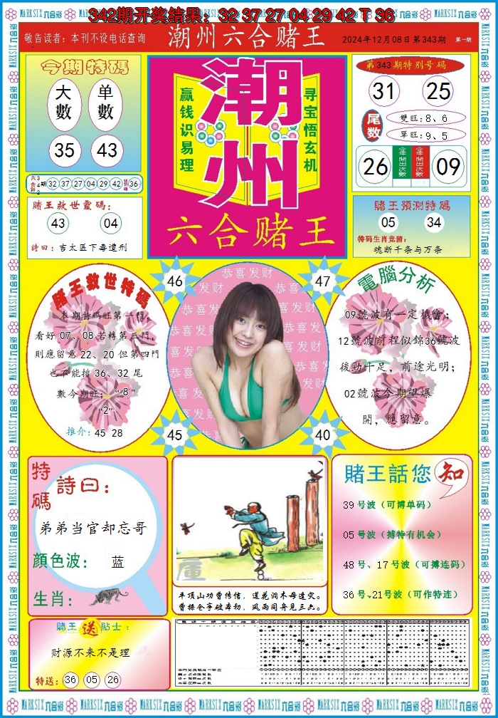 2024343期潮州六合赌王A