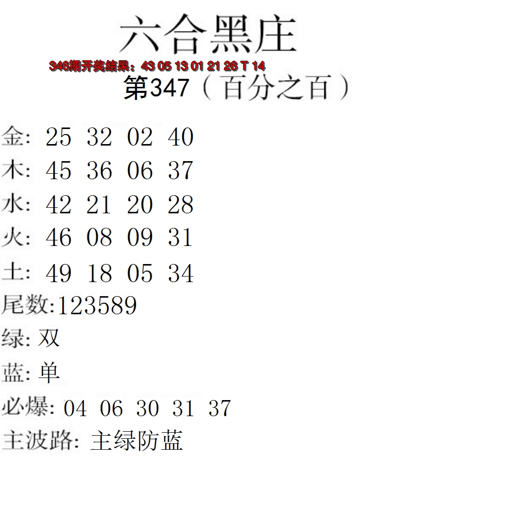 2024347期六合黑庄