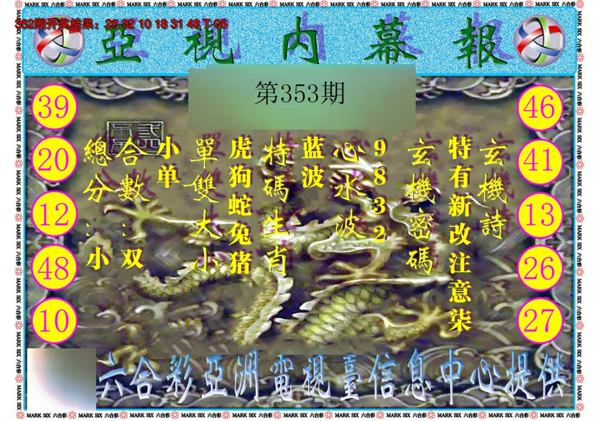 2024353期亚视内幕报
