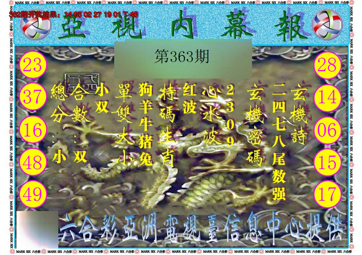 2024363期亚视内幕报