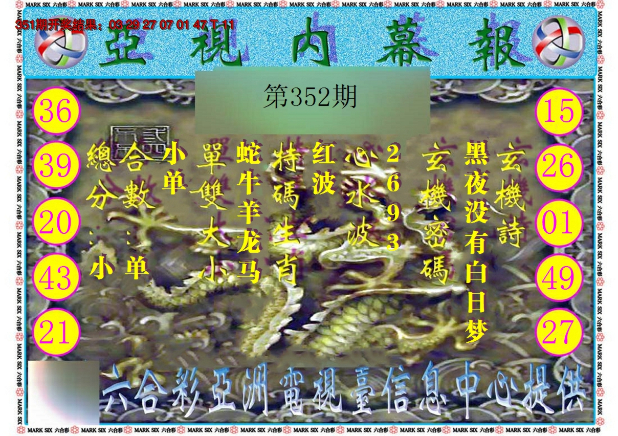 2024352期亚视内幕报