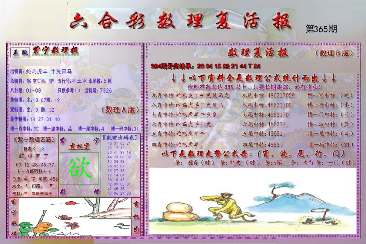 2024365期数理复活报
