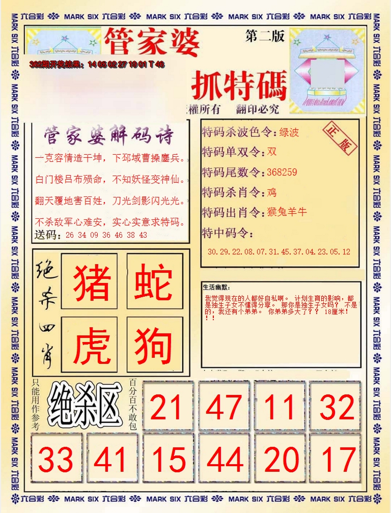 2024363期管家婆抓特码B