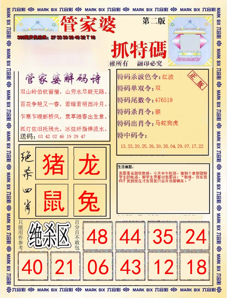 2024366期管家婆抓特码B