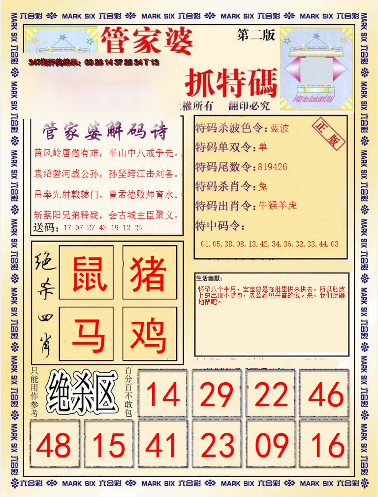 2024348期管家婆抓特码B