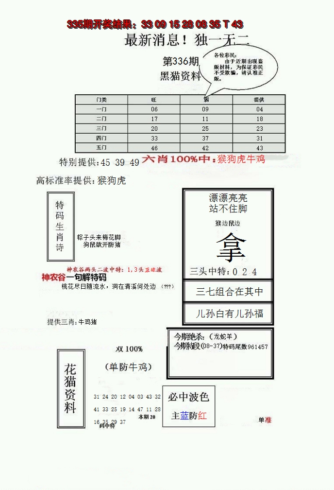 2024336期独一无二(正)