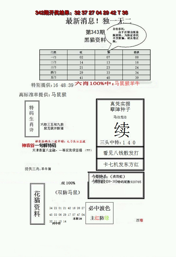2024343期独一无二(正)